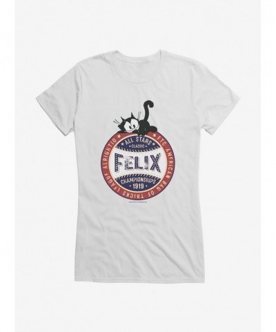 Discount Sale Felix The Cat All Stars Classic Championships 1919 Girls T-Shirt $7.37 T-Shirts