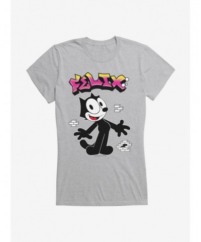 Low Price Felix The Cat Graffiti Art Brick Wall Girls T-Shirt $5.98 T-Shirts