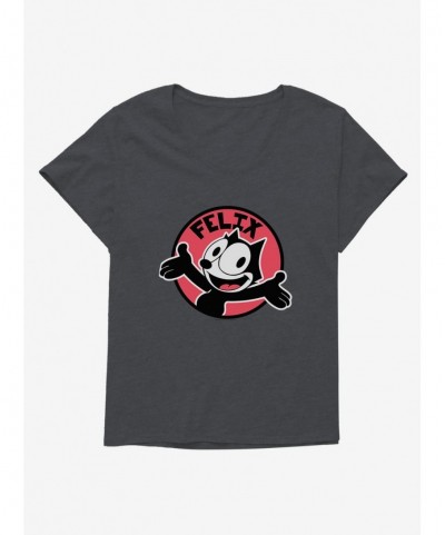 Absolute Discount Felix The Cat Happy Smiles Sticker Graphic Girls T-Shirt Plus Size $8.79 T-Shirts