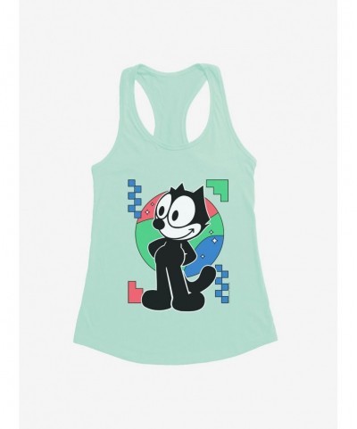 Big Sale Felix The Cat Diamond Stars Portrait Girls Tank $7.57 Tanks