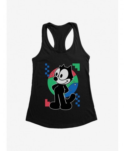 Big Sale Felix The Cat Diamond Stars Portrait Girls Tank $7.57 Tanks