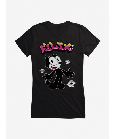 Low Price Felix The Cat Graffiti Art Brick Wall Girls T-Shirt $5.98 T-Shirts