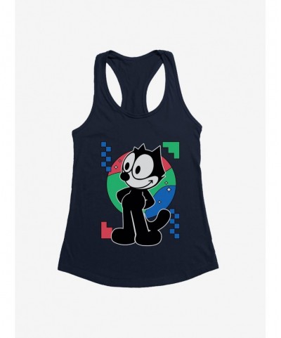 Big Sale Felix The Cat Diamond Stars Portrait Girls Tank $7.57 Tanks