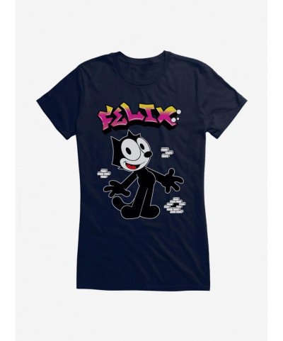 Low Price Felix The Cat Graffiti Art Brick Wall Girls T-Shirt $5.98 T-Shirts