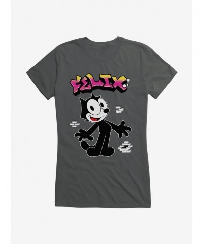 Low Price Felix The Cat Graffiti Art Brick Wall Girls T-Shirt $5.98 T-Shirts