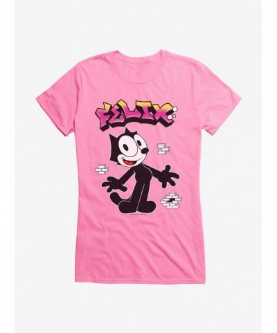 Low Price Felix The Cat Graffiti Art Brick Wall Girls T-Shirt $5.98 T-Shirts