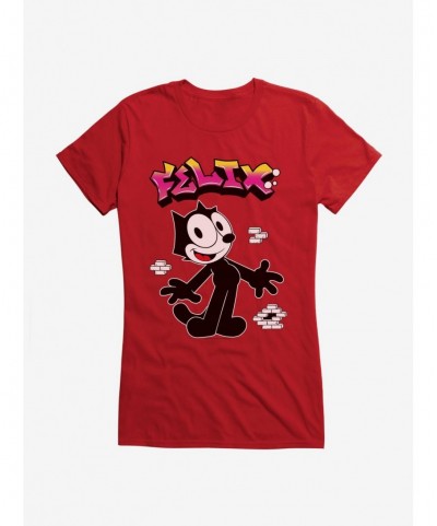 Low Price Felix The Cat Graffiti Art Brick Wall Girls T-Shirt $5.98 T-Shirts