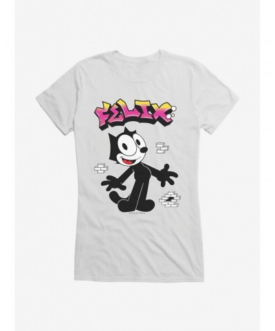 Low Price Felix The Cat Graffiti Art Brick Wall Girls T-Shirt $5.98 T-Shirts