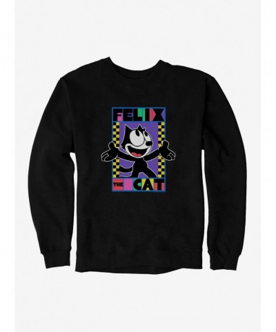 Low Price Felix The Cat 90s Checkers Graphic Sweatshirt $13.28 Sweatshirts