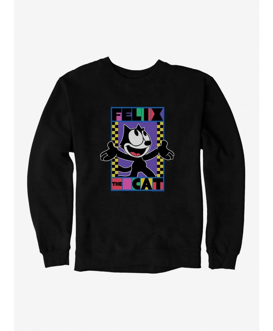 Low Price Felix The Cat 90s Checkers Graphic Sweatshirt $13.28 Sweatshirts