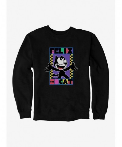 Low Price Felix The Cat 90s Checkers Graphic Sweatshirt $13.28 Sweatshirts