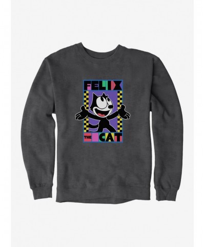 Low Price Felix The Cat 90s Checkers Graphic Sweatshirt $13.28 Sweatshirts