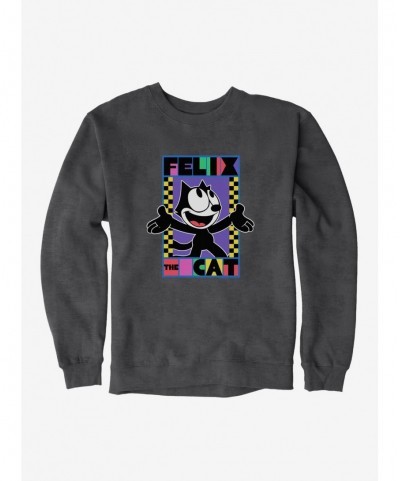 Low Price Felix The Cat 90s Checkers Graphic Sweatshirt $13.28 Sweatshirts