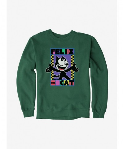 Low Price Felix The Cat 90s Checkers Graphic Sweatshirt $13.28 Sweatshirts