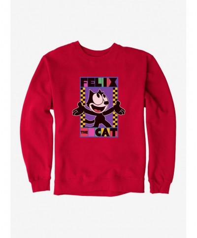 Low Price Felix The Cat 90s Checkers Graphic Sweatshirt $13.28 Sweatshirts