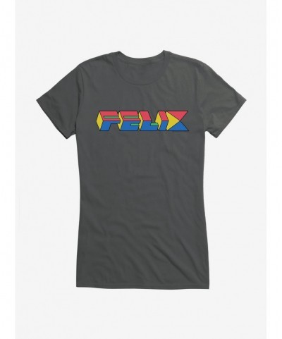 Hot Selling Felix The Cat 90s Cube Felix Text Girls T-Shirt $8.96 T-Shirts