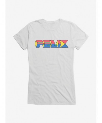 Hot Selling Felix The Cat 90s Cube Felix Text Girls T-Shirt $8.96 T-Shirts