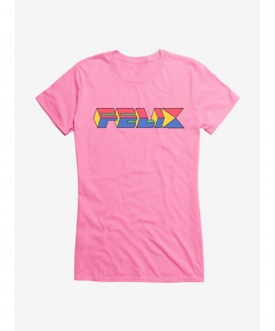 Hot Selling Felix The Cat 90s Cube Felix Text Girls T-Shirt $8.96 T-Shirts