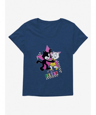 Festival Price Felix The Cat Kitty And Felix Dancing Girls T-Shirt Plus Size $10.17 T-Shirts