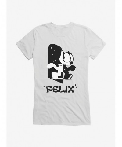 Absolute Discount Felix The Cat Black and White Girls T-Shirt $9.56 T-Shirts