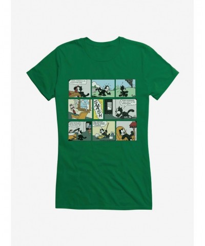 Pre-sale Felix The Cat Cleaning Up Comic Strip Girls T-Shirt $6.77 T-Shirts