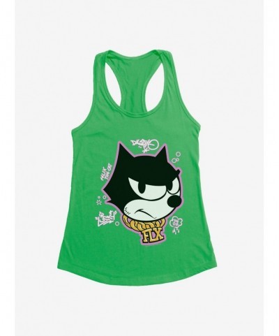 Huge Discount Felix The Cat Graffiti Art Gold Chain Felix Girls Tank $9.96 Tanks