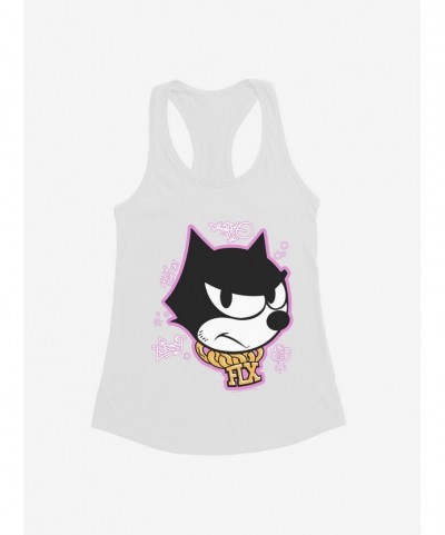 Huge Discount Felix The Cat Graffiti Art Gold Chain Felix Girls Tank $9.96 Tanks