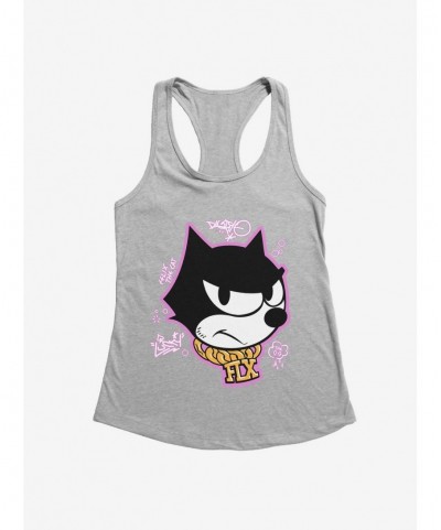 Huge Discount Felix The Cat Graffiti Art Gold Chain Felix Girls Tank $9.96 Tanks