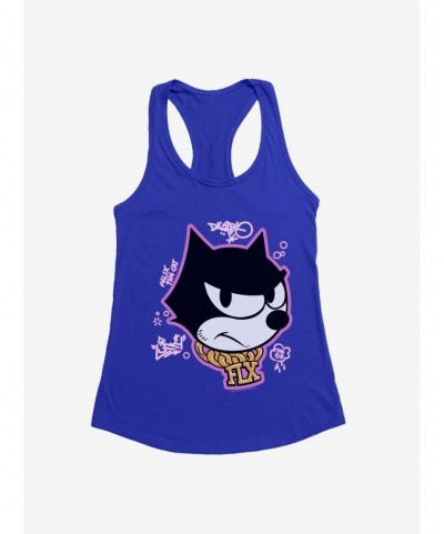 Huge Discount Felix The Cat Graffiti Art Gold Chain Felix Girls Tank $9.96 Tanks