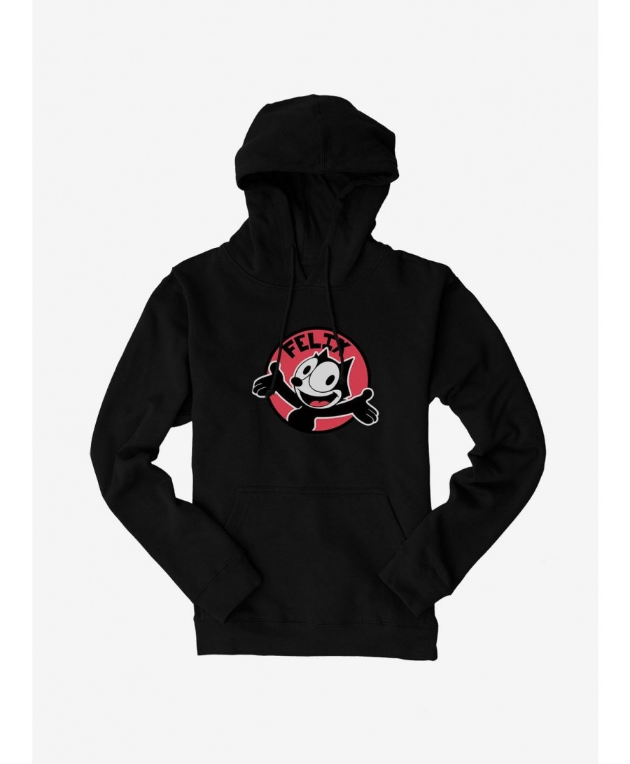 Flash Deal Felix The Cat Happy Smiles Sticker Graphic Hoodie $15.45 Hoodies