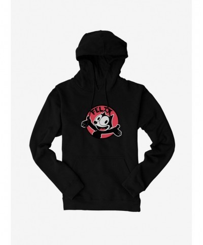 Flash Deal Felix The Cat Happy Smiles Sticker Graphic Hoodie $15.45 Hoodies