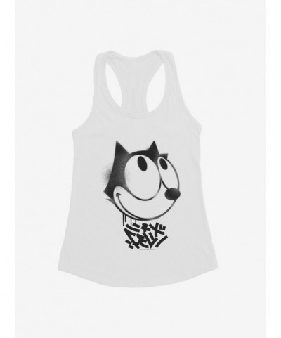 Exclusive Price Felix The Cat Graffiti Art Smiling Felix Girls Tank $8.57 Tanks