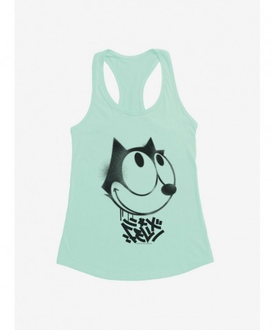 Exclusive Price Felix The Cat Graffiti Art Smiling Felix Girls Tank $8.57 Tanks