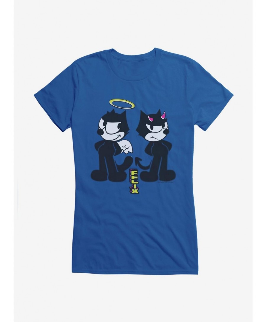 Discount Sale Felix The Cat Good And Evil Felix Girls T-Shirt $9.36 T-Shirts