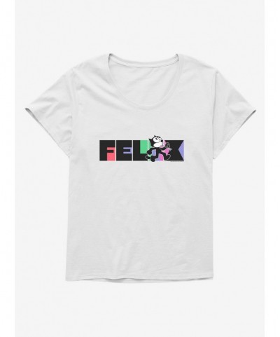 Hot Selling Felix The Cat Whistling And Walking Block Text Girls T-Shirt Plus Size $11.56 T-Shirts