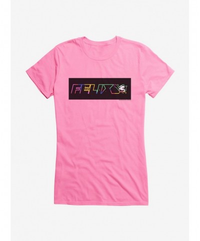 Trendy Felix The Cat Neon Space Girls T-Shirt $7.57 T-Shirts