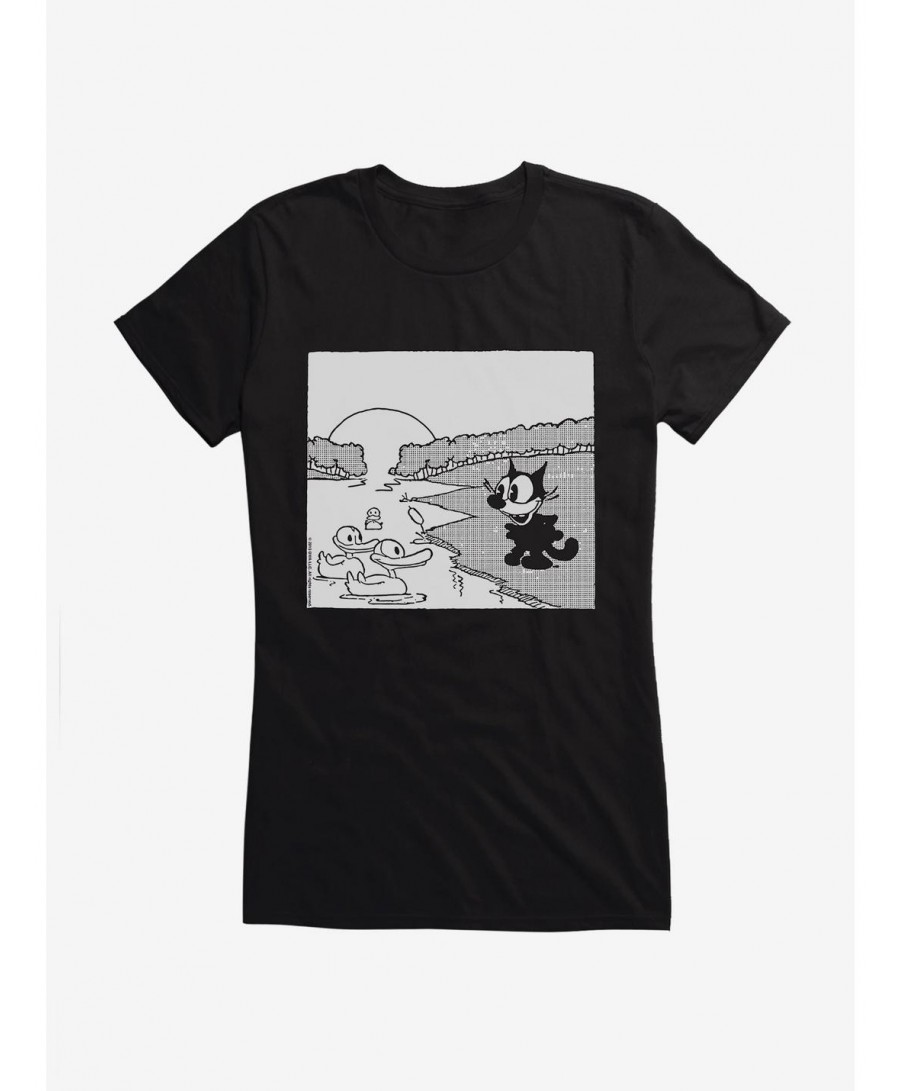 Discount Sale Felix The Cat Feeding The Ducks Girls T-Shirt $6.97 T-Shirts