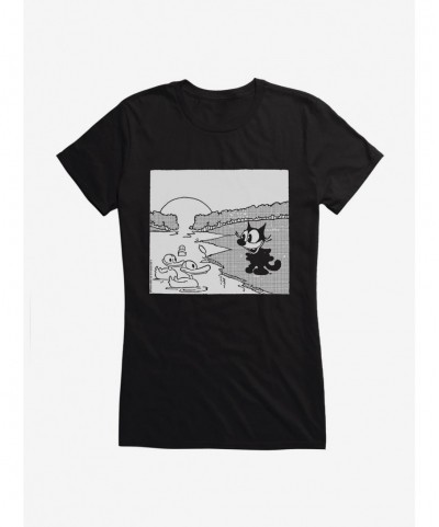 Discount Sale Felix The Cat Feeding The Ducks Girls T-Shirt $6.97 T-Shirts