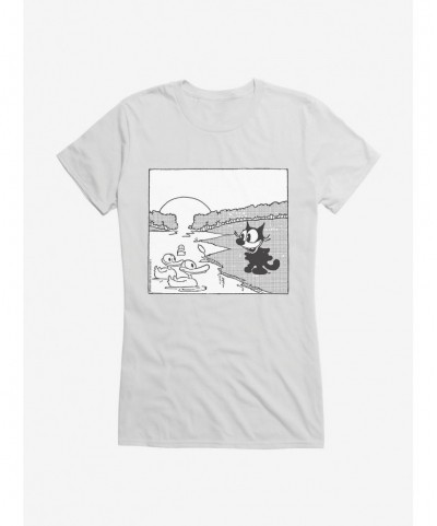 Discount Sale Felix The Cat Feeding The Ducks Girls T-Shirt $6.97 T-Shirts