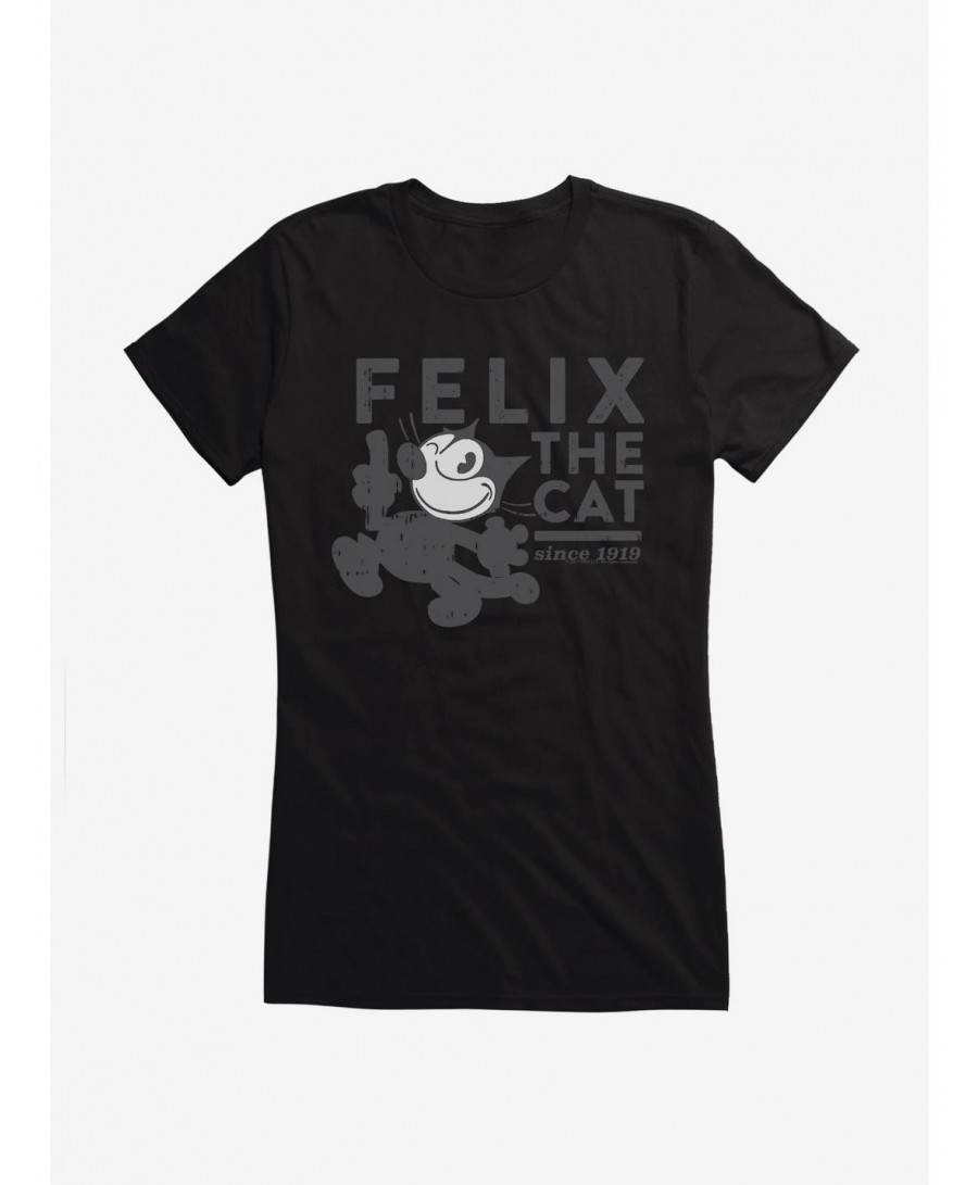 Big Sale Felix The Cat Distressed Logo Girls T-Shirt $8.37 T-Shirts