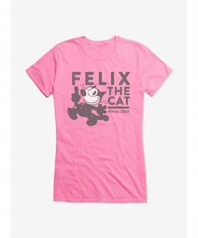 Big Sale Felix The Cat Distressed Logo Girls T-Shirt $8.37 T-Shirts