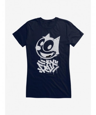 New Arrival Felix The Cat Graffiti Art All Smiles Felix Girls T-Shirt $9.76 T-Shirts