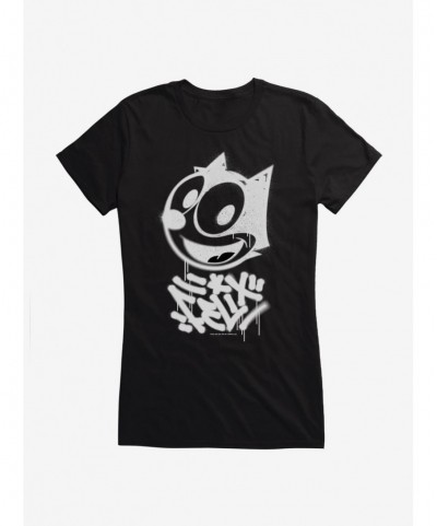 New Arrival Felix The Cat Graffiti Art All Smiles Felix Girls T-Shirt $9.76 T-Shirts