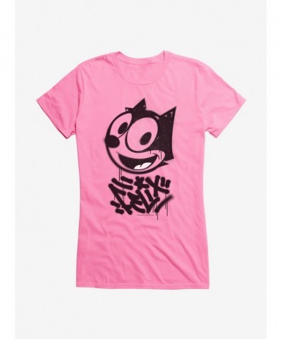 New Arrival Felix The Cat Graffiti Art All Smiles Felix Girls T-Shirt $9.76 T-Shirts