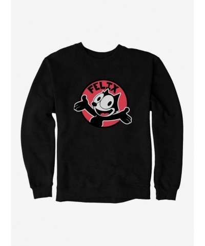 Cheap Sale Felix The Cat Happy Smiles Sticker Graphic Sweatshirt $9.15 Sweatshirts