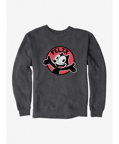 Cheap Sale Felix The Cat Happy Smiles Sticker Graphic Sweatshirt $9.15 Sweatshirts