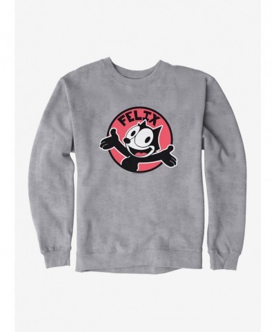 Cheap Sale Felix The Cat Happy Smiles Sticker Graphic Sweatshirt $9.15 Sweatshirts