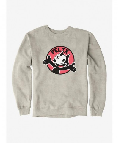 Cheap Sale Felix The Cat Happy Smiles Sticker Graphic Sweatshirt $9.15 Sweatshirts