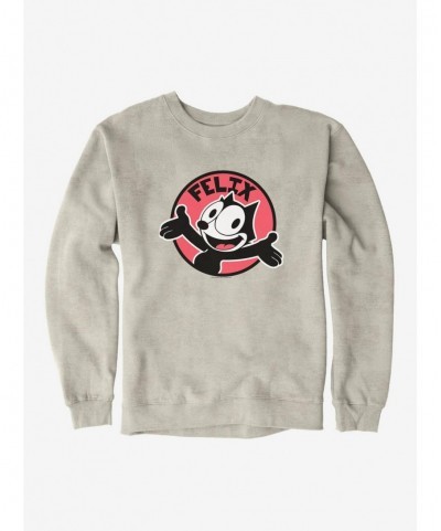 Cheap Sale Felix The Cat Happy Smiles Sticker Graphic Sweatshirt $9.15 Sweatshirts