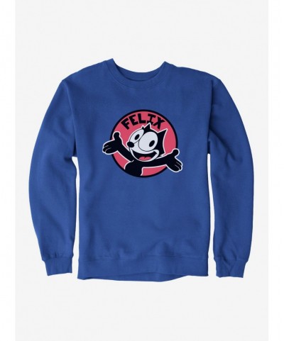 Cheap Sale Felix The Cat Happy Smiles Sticker Graphic Sweatshirt $9.15 Sweatshirts